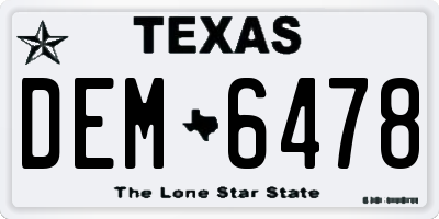 TX license plate DEM6478