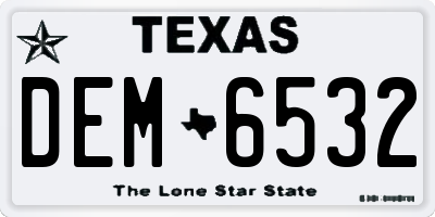 TX license plate DEM6532