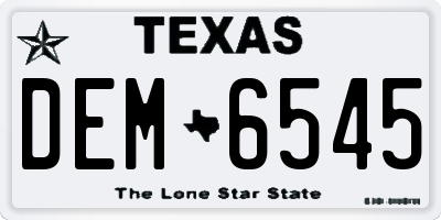 TX license plate DEM6545