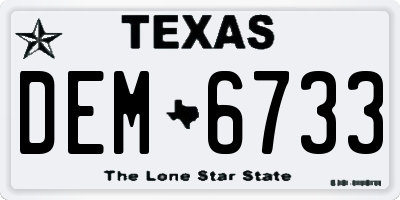 TX license plate DEM6733