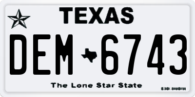 TX license plate DEM6743