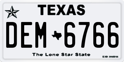 TX license plate DEM6766