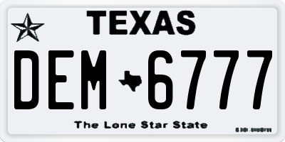 TX license plate DEM6777