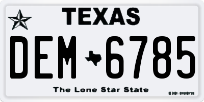 TX license plate DEM6785