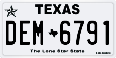 TX license plate DEM6791