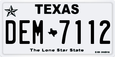 TX license plate DEM7112