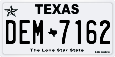 TX license plate DEM7162