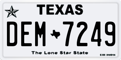 TX license plate DEM7249