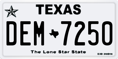 TX license plate DEM7250