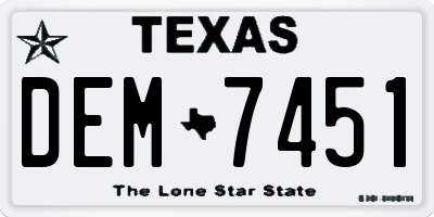 TX license plate DEM7451