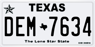 TX license plate DEM7634