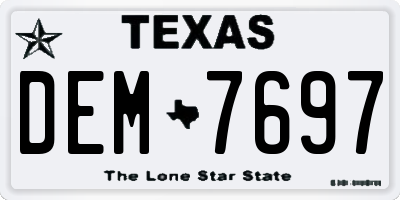 TX license plate DEM7697
