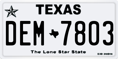 TX license plate DEM7803