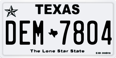 TX license plate DEM7804