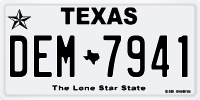 TX license plate DEM7941
