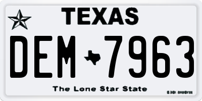 TX license plate DEM7963