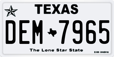TX license plate DEM7965