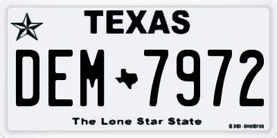 TX license plate DEM7972