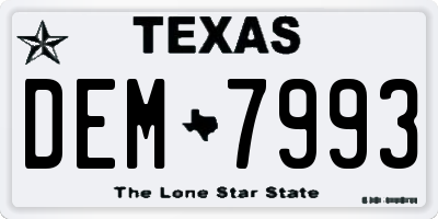 TX license plate DEM7993