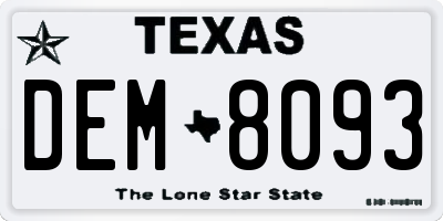 TX license plate DEM8093