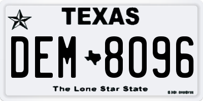 TX license plate DEM8096