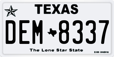 TX license plate DEM8337