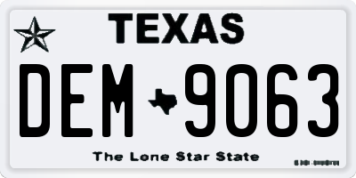 TX license plate DEM9063