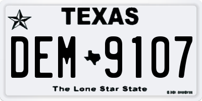 TX license plate DEM9107