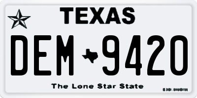 TX license plate DEM9420