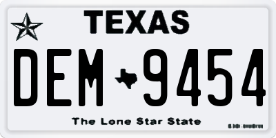 TX license plate DEM9454