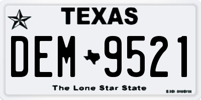 TX license plate DEM9521
