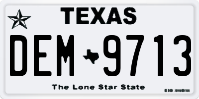 TX license plate DEM9713