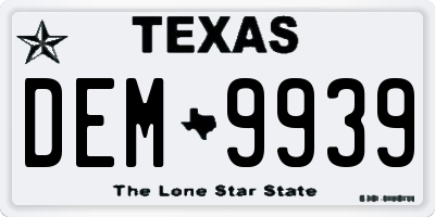 TX license plate DEM9939