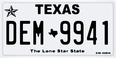 TX license plate DEM9941