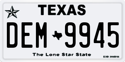 TX license plate DEM9945