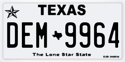 TX license plate DEM9964