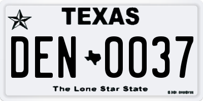 TX license plate DEN0037