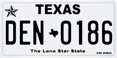 TX license plate DEN0186