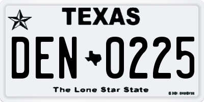 TX license plate DEN0225