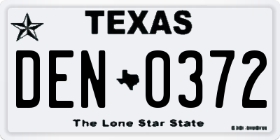 TX license plate DEN0372