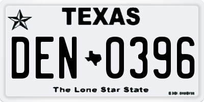 TX license plate DEN0396