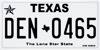 TX license plate DEN0465