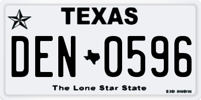 TX license plate DEN0596