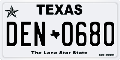 TX license plate DEN0680