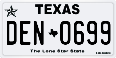 TX license plate DEN0699