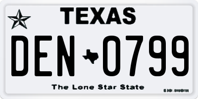 TX license plate DEN0799