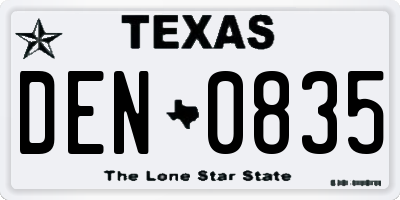 TX license plate DEN0835