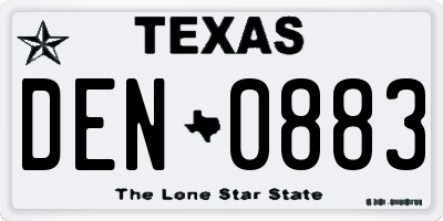 TX license plate DEN0883