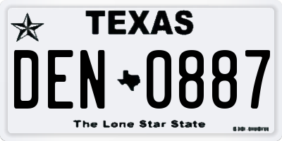 TX license plate DEN0887