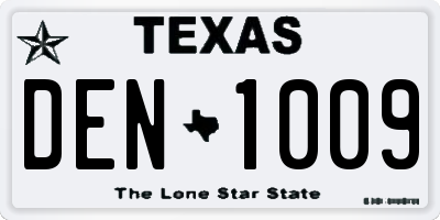 TX license plate DEN1009